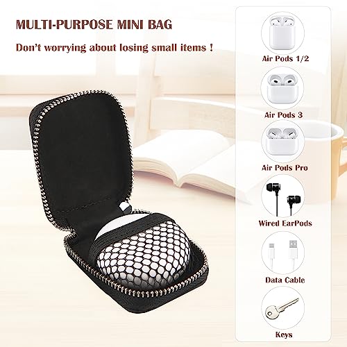 Earbud Case Headphone Storage Case Compatible with Airpods 1/2/3/Pro Wireless Earphones Carrying Pouch Small PU Leather Bag Shockproof Earpods Cover Universal Bag Travel Protection Pouche - color: Black