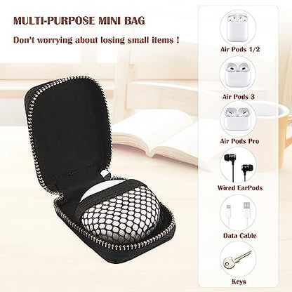 Earbud Case Headphone Storage Case Compatible with Airpods 1/2/3/Pro Wireless Earphones Carrying Pouch Small PU Leather Bag Shockproof Earpods Cover Universal Bag Travel Protection Pouche - color: Black