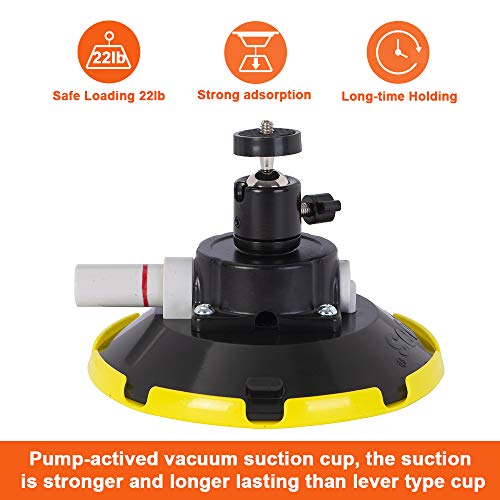IMT 6" Suction Cup Camera Mount with 360 Ball Head, Air Pump Vacuum Suction Mount for Action Camera/DSLR/Camcorders/Phone, Camera Holder on Windshield/Window/Dashboard/Boats - size: 6"