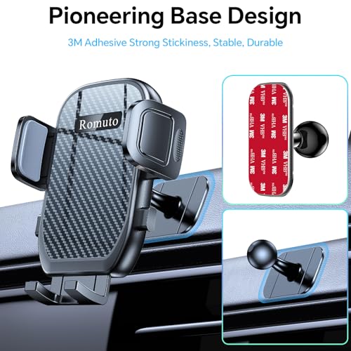 Romuto Car Phone Holder Mount【Windshield+Vent+Dash】Suction Cup Phone Holders for Your Car Phone Mount, Cell Phone Car Mount for Truck Stand Dashboard car mount for iPhone 16 15 Pro Max (Carbon fiber) - color: Carbon fiber
