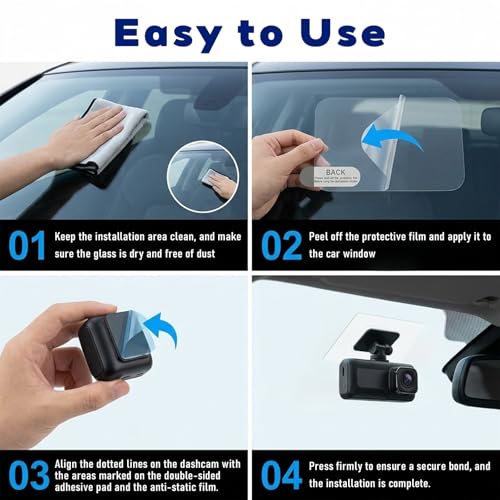 6 Pcs Dashcam Electrostatic Stickers, Clear Electrostatic Stickers for Dash Cam Sticker, Prevent Scratching and Falling, Easy Removal - color: Transparent