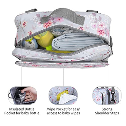 GOGOSO Baby Stroller Organizer Bag with Insulated Pocket, Universal Fit Most Strollers, Space for Diapers, Wipes & Toys, Flowers - color: flower