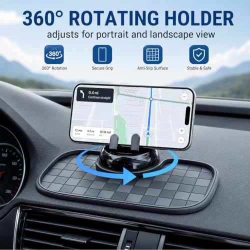 Multi-Functional Support Anti-Slip Pad,3 In 1 Dashboard Grip Pads For Phones,Anti Slip Mat For Car Dashboard,Multi Functional Support Anti Slip Pad For Phones Sunglasses Keys(Big Square Black + Gray)