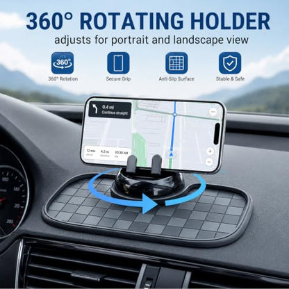 Multi-Functional Support Anti-Slip Pad,3 In 1 Dashboard Grip Pads For Phones,Anti Slip Mat For Car Dashboard,Multi Functional Support Anti Slip Pad For Phones Sunglasses Keys(Big Square Black + Gray)
