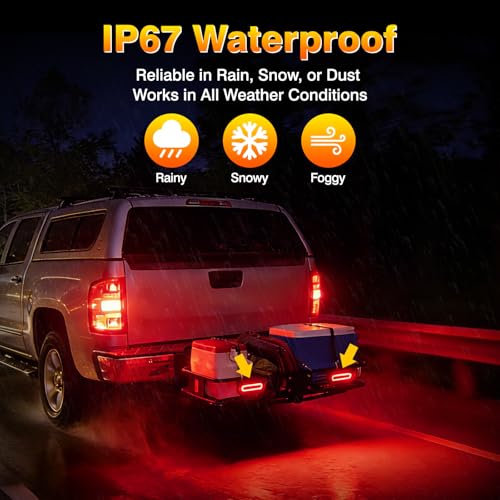 Hitch Cargo Carrier Light Kit, Oval LED Trailer Lights 2PCS 6Inch Red Turn Signal Tail Light with Grommets Wire Harness & 3-Prong Wire Pigtails, Waterproof for Luggage Bike Rack Trailer