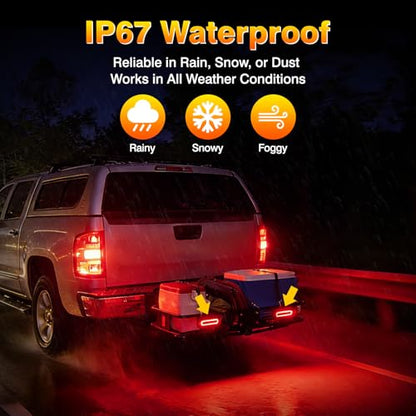 Hitch Cargo Carrier Light Kit, Oval LED Trailer Lights 2PCS 6Inch Red Turn Signal Tail Light with Grommets Wire Harness & 3-Prong Wire Pigtails, Waterproof for Luggage Bike Rack Trailer