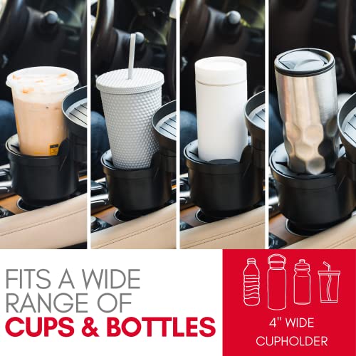 Macally Car Cup Holder Tray and Cup Holder Expander with Phone Slot - Enjoy Your Meal - 9" Car Food Tray Table and Drink Holder for Yeti, Hydroflask, etc. - size: Pro