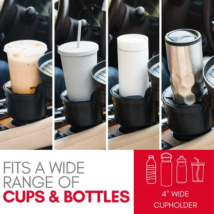 Macally Car Cup Holder Tray and Cup Holder Expander with Phone Slot - Enjoy Your Meal - 9" Car Food Tray Table and Drink Holder for Yeti, Hydroflask, etc. - size: Pro