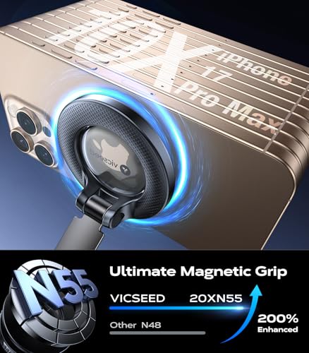 VICSEED Car Phone Holder for Magsafe Car Mount [85 LBS Strongest Suction] - color: Black-Vacuum