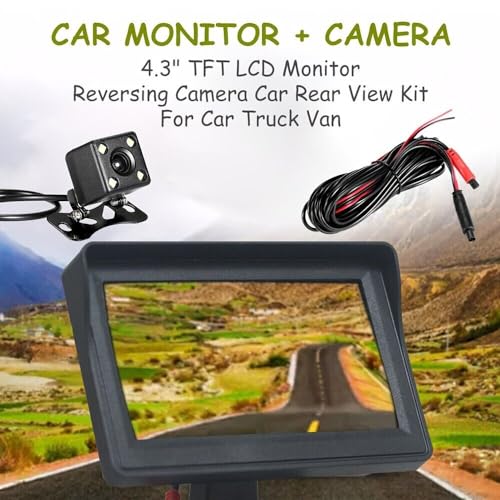 4.3 Inch TFT LCD Car Monitor Vehicle Rear View Reverse Backup Car LED Camera Video Parking System for Cars,Trucks,Pickups,Suvs, Easy Install, VS-S4301