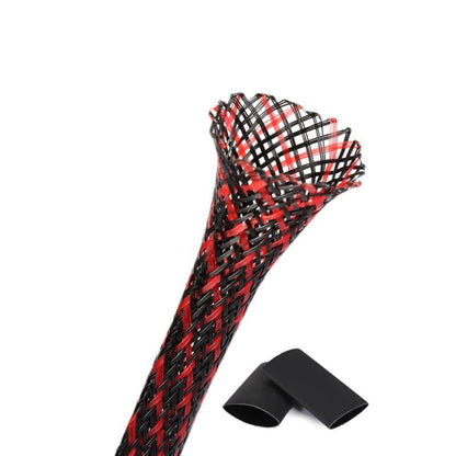 25ft - 3/4 Inch Cable Management Sleeve Protector,Wire Loom PET Expandable Wire Sleeving for Office TV Computer Home Theater Engine Bay Cord Organizer,Protect Cables from Pet Cat Dog Chewing,BlackRed