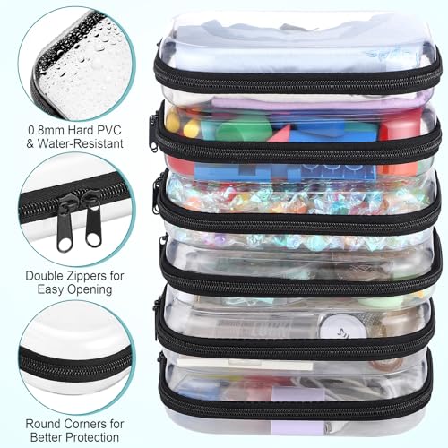 Sanwuta 6 Clear Hard Zipper Case, Black, 7.87 x 5.9 x 2 Inch - color: Black, size: 7.87 x 5.9 x 2 Inch