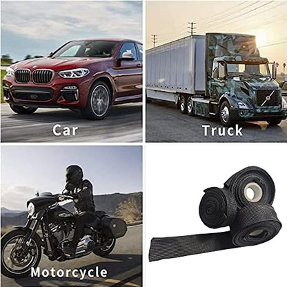 Adjustable Fuel Line Heat Shield 3/4" IDX10' Fiberglass Spark Plug Wire Heat Shield Heat Wrap Heat Sleeve for Car&Auto Wire Loom Protection (Black) - color: black, size: 3/4" IDX10'