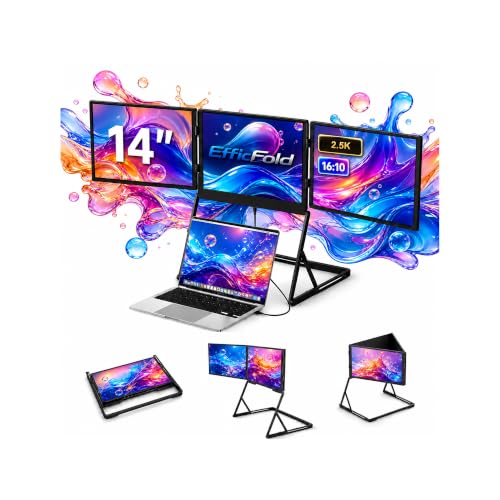 TriCreate 14" QHD Triple Portable Monitor Extender for Laptop - size: T14Q