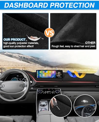 CARTIST Dash Cover Fit for Genesis GV80 2021 2022 2023 2024 2025 Dashboard Cover Mat for GV80 Accessories Non-Slip Carpet Sunshield Glare UV Rays Protector - size: Genesis GV80 2021 2022 2023 2024 2025