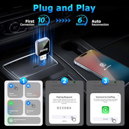 Wireless CarPlay Adapter for iPhone, Mini USB CarPlay Wireless Adapter for Factory Wired Apple CarPlay - size: Large