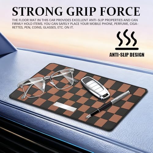 Car Dashboard Non Slip Mat, Car Dashboard Mat, Universal PVC Sticky Adhesive Pad, Auto Accessories Multifunctional Auto Grip Mat for Phones Sunglasses Keys Electronic Devices (Black Brown) - color: Black Brown