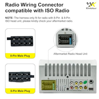 Radio Wiring Harness Adapter Compatible with Universal ISO 8+8Pin, Android Car Stereo Power and Speaker Wire Connector, Fits for Boss Jenson Leadfan Bluetooth Aftermarket Radio