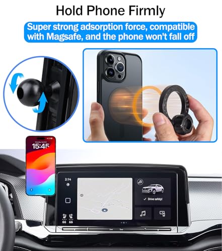 Car Phone Holder for 2025 2024 VW/Volkswagen Atlas/Altas Cross Sport Accessories 12-Inch Touchscreen, 360° Rotation Cell Phone Mount Compatible with MagSafe, for All Smartphones - size: For VW Atlas 12-inch