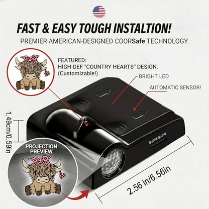 2Pcs Car Door Lights Projector,Flag Deer Wireless Welcome Ghost Shadow Lamp - color: American Flag Deer