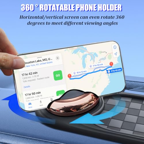 HZEL Car Dash Anti-Slip Pad, 3 in 1 Rotating Vehicle Dashboard Mat with Temporary Parking Number, Anti-Shake Auto Phone Sunglasses Keys Holder Organizer Pad, Universal Fit (Black/Brown/Gold) - color: Black/Brown/Gold