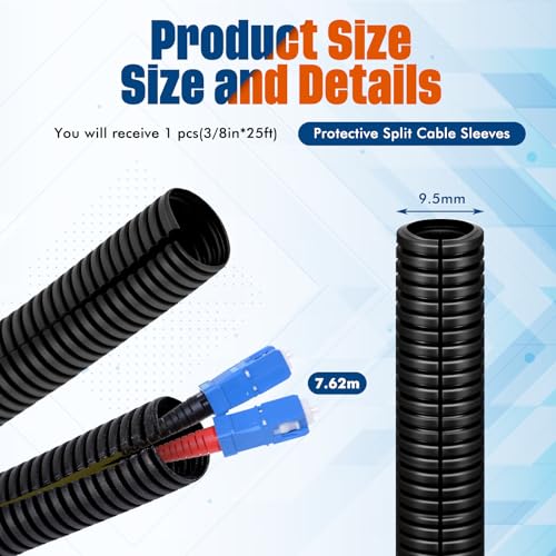 Sasylvia 3/8" X 25ft Split Wire Loom Tubing, Cord Protector - size: 3/8" X 25ft