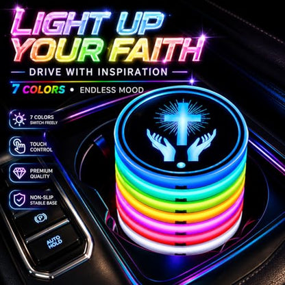 Love Butterfly Car LED Cup Holder Lights Vibration Sensor Cups Coasters - color: Love Butterfly