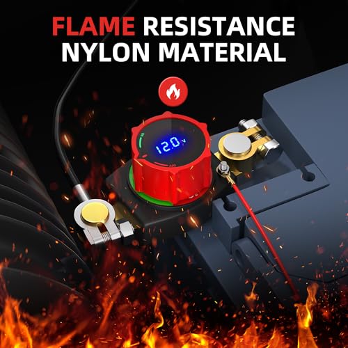 Joinfworld Top Post Battery Disconnect Switch 12V-48V with Led Voltmeter, DC 5-60V Battery Kill Switch Negative On/Off Battery Cut Off Switch for Marine, Cars, Vehicles, RVs and Boats - color: 300A On-Off Top Post with Voltmeter