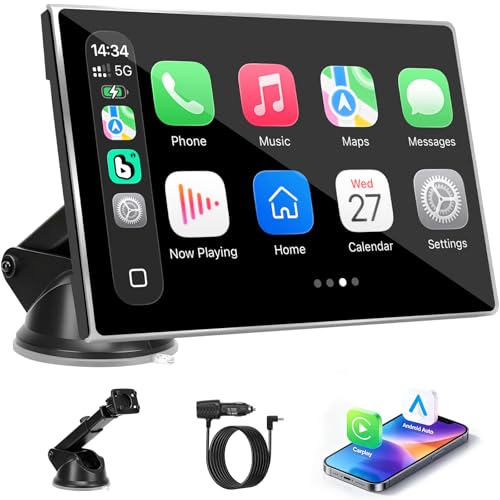 Carplay Screen for Car, 7 inch Wireless Carplay & Android Auto（Silver） - color: silver