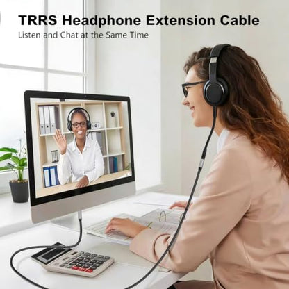 Audio Mic Extension Cable 12Ft,3.5mm Aux Headphone Extender 4-Pole Jack Plug Extension Lead Stereo Male to Female Braided Cord for Headset,TV,Laptop,Phone,Switch Lite,Car,PS4,Xbox and more(12Ft/4M) - size: 12 ft