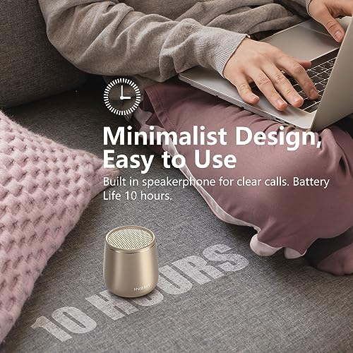 INSMY Small Bluetooth Speaker, Waterproof Mini Portable Wireless Speakers - color: Gold