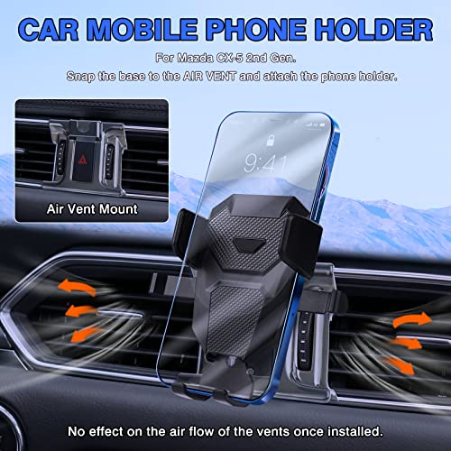 Karltys Car Phone Holder, Car Phone Mount Air Vent Hands Free, Dedicated Phone Stand for Mazda CX-5 2017-2025 CX5 Accessories Interior - size: 17-23 CX-5 Phone Holder