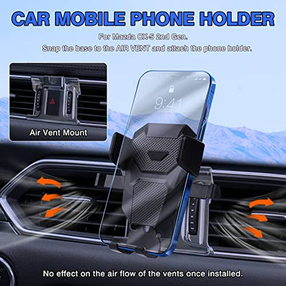 Karltys Car Phone Holder, Car Phone Mount Air Vent Hands Free, Dedicated Phone Stand for Mazda CX-5 2017-2025 CX5 Accessories Interior - size: 17-23 CX-5 Phone Holder