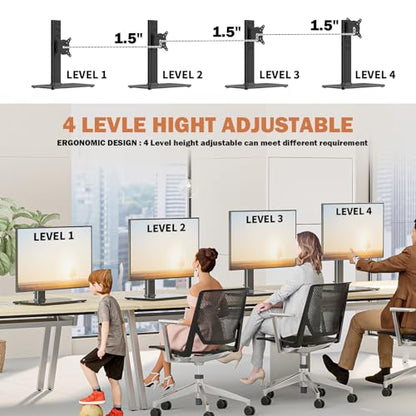 Hemudu 2 Pack Single LCD Computer Monitor Free-Standing Desk Stand Riser for 13 inch to 32 inch Screen with Swivel, Height Adjustable, Rotation, Holds One (1) Screen up to 77Lbs(HT05B-201)