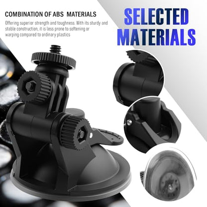 2PCS Car Dash Cam Suction Cup Mount,360° Adjustable Suction Cup Camera Mount for Car Dash Cam,GPS,Phone Holder,Portable Cars Camera Mounts for Cars Dashboard/Windshield