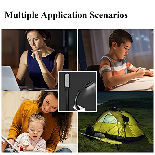 Mini Flexible Light, Portable USB Led Reading Night Lamp for PC Laptop Computer Notebook Power Bank - 2 Pack (Black) - color: Black