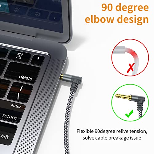 3.5mm to 2.5mm Aux Audio Cable (6.6FT), 90 Degree Right Cord Compatible with Bose 700 QuietComfort QC45 QC35II QC35 QC25 Noise Cancelling Headphones, JBL E45BT E55BT E65BTNC Bluetooth Earphone(Grey) - size: 1-Pack