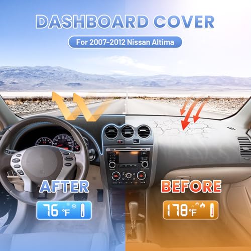 Sunsdrew Black Dash Cover for 2007 2008 2009 2010 2011 2012 Nissan Altima - size: 07-12 Nissan Altima Dash Cover