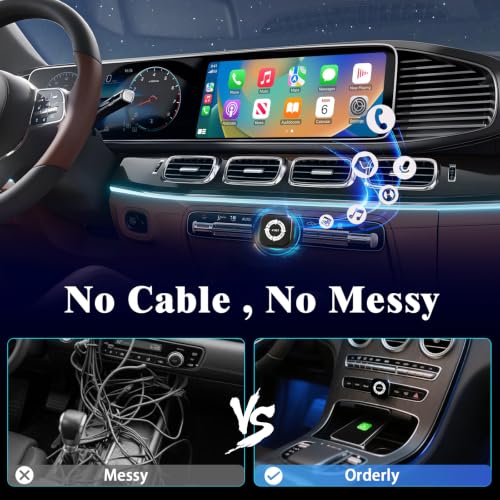2026 Wireless CarPlay Adapter Upgrade Wired CarPlay to Wireless, Mini USB Design for Cars with Built-in Wired Apple CarPlay Plug and Play Easy Use Fast Stable Connection Car Play for iPhone - color: Black