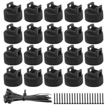 20 Pcs Adhesive Cable Tie Mount - 20mm EVA Base Self Adhesive Zip Tie Holder with Screws Nylon Ties, Wire Management Clip for Desk Car Wall Office