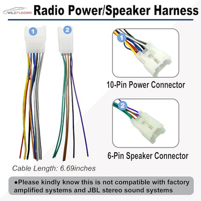 10Pin&6Pin Radio Wiring Harness with Antenna Kit Compatible with Toyota Camry Corolla RAV4 4Runner Highlander Prius Aftermarket Radio Stereo Wire Harness Adapter Car Stereo Power Speaker Wire Harness - style: 10+6Pin Harness+Antenna