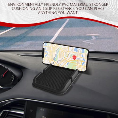 Car Dashboard Anti-Slip Mat Cell Phone Holder, Double-Groove Sticky Gel Pad with Number Plate, Multifunctional Car Dash Storage Mat for Navigation Smartphone Sunglass Keys (Black) - color: Black