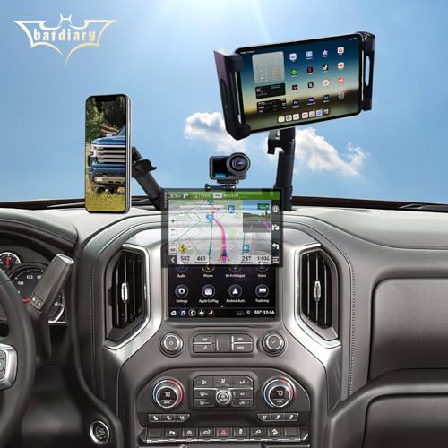 2024 2025 2026 Silverado 1500 Magnetic Phone Mount Compatible with 2019-2026 Chevy Silverado & 2019-2021 GMC Sierra Accessories Metal Cell Phone Holder Dash Platform Mount(No-Drill Installation) - style: V1