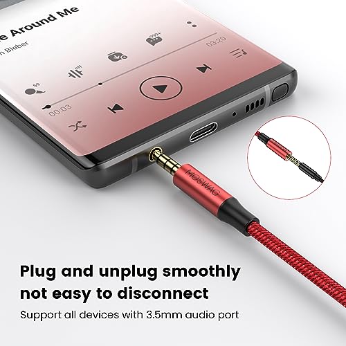 MOSWAG 13.12FT 3.5mm Male to Female Extension Cable with Microphone Stereo - color: Red, size: 13.12 ft
