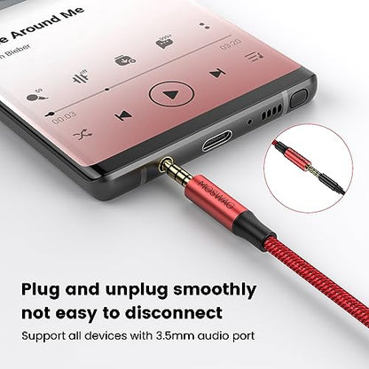 MOSWAG 6.6FT 3.5mm Male to Female Extension Cable with Microphone Stereo - color: Red, size: 6.6 ft