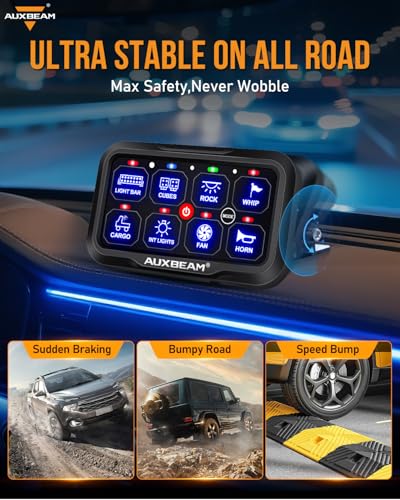 Auxbeam 8 Gang Switch Panel Bluetooth AR-820 with RGB APP Control 3 Modes - size: 8 Gang Bluetooth Switch Panel (TWO Sides Output)