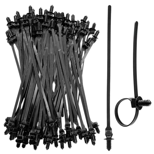 80 Pack Nylon Push Mount Cable Zip Tie, 8.3"x0.18" Heavy Duty Nylon Push Mount Self Locking UV Resistant Assortment for Indoor Wire Tying (Black) - color: Ct-80pcs