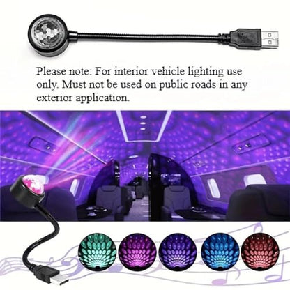USB Voice-Activated Music Rhythm Lamp – Rotating Projection Light, Sound Sync for Car, Party, Bedside, Desk & Stage Ambient Lighting
