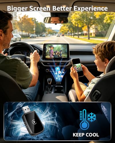 4 in 1 Wireless CarPlay Adapter Car Screen Mirroring Adapter for Apple iPhone& Android, Convert Wired CarPlay to Wireless, Stable Control & No Delay Latency, Plug and Play - color: PureBlack
