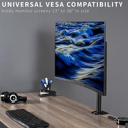 VIVO Single 13 to 38 inch LCD Monitor Heavy Duty Desk Mount Stand, Holds 1 Standard to Ultrawide Screen up to 38 inches, STAND-V001C - size: up to 38" screens, style: Standard